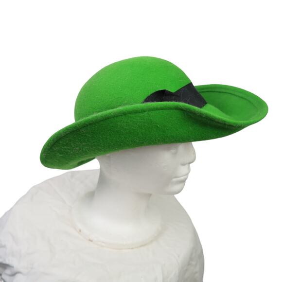 Vintage 60s Madcaps Green Felt Wool Wide Brim Hat main image 11